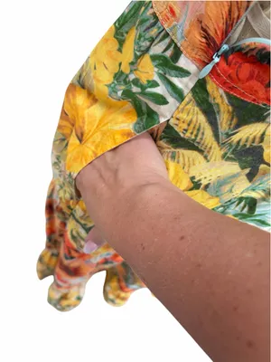 Pilcro Floral Tiered Maxi Dress - Yellow & Coral & Blue size medium thumbnail 4