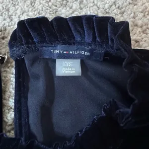 Tommy Hilfiger Navy Velvet Ruffle Mock Neck Long Sleeve Dress Office 12 Formal thumbnail 9