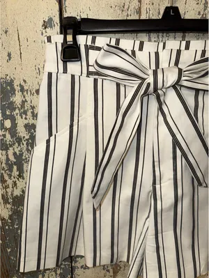 Zara paperbag shorts striped with belt, size Small thumbnail 2