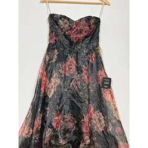 Lulus Truly Extraordinary Dress Women's Small Black Floral Organza Strapless NWT thumbnail 7