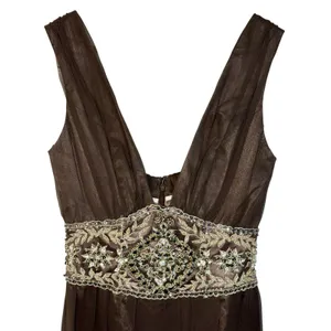 NWT Mandalay Brown Silk Beaded Embellished Maxi Long Gown Evening Dress Size 4 thumbnail 2
