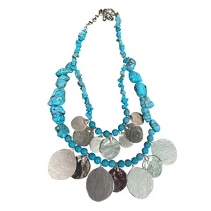Chicos turquoise Gold metal Statement Boho Bib Tribal metal Knecklace SKU 9577 thumbnail 8
