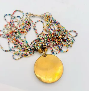 Tribal Beaded Statement Necklace Gold thumbnail 8
