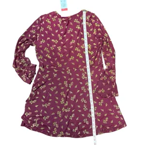 Betsey Johnson Babydoll Dress XL Red‎ Gold Floral Flocked Tie Front Y2K Style thumbnail 3