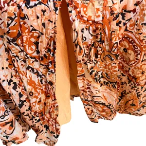 Anthropologie Orange Paisley Smocked Tiered Ruffle Maxi Dress Womens Size M thumbnail 5