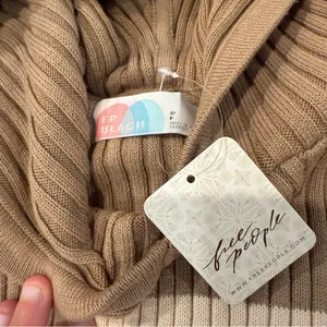 Free People Beach NWT Kami Hooded Sweater Set Womens Small Brown/Cream Oversized thumbnail 8