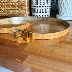 Michael Kors Genuine Leather Reversible Women's Belt Gold Buckle Detail 38" Long thumbnail 3