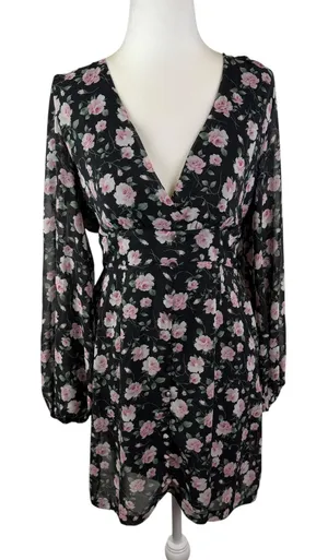 NWT Princess Polly Darlia Floral Mini‎ Dress Size 6 Black Coquette Dark Romantic thumbnail 1