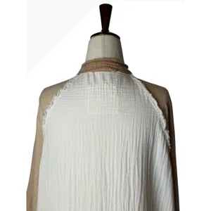 Aerie Gauzy Coverup Shirt Women‎ XS Tan Ivory Colorblock Cotton Oversized thumbnail 6