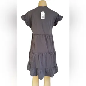 Time and Tru Women’s XS Gray Ruffle Sleeve Tunic Top Short Sleeve Casual thumbnail 2
