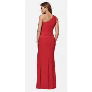 Xscape Red One-Shoulder Twist Jersey Cascading Evening Gown Size 16W $208 thumbnail 2