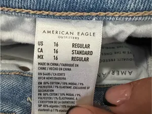 American Eagle Mom Straight High Rise Distressed Light Wash Denim Jeans thumbnail 11