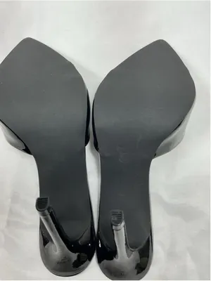 Womans New Slip On Stiletto Mules 10 Black Pointed Open Toe thumbnail 6