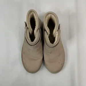 Ugg Sz 6 Boots Rella Beige Suede Shearling Lined Ankle Short Booties Snap Strap thumbnail 6