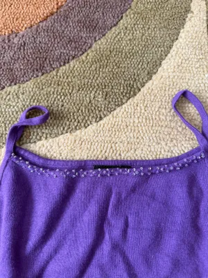 U2 Purple Y2K Style Vintage Beaded Sweater Cami Tank Top Spaghetti Straps Small thumbnail 2