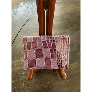 Nordstrom Purple Croc Embossed Faux Leather Card Holder Wallet Case EUC thumbnail 2
