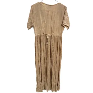 Vintage 90s MPH Embroidered Crinkle Gauze Maxi Dress Boho Hippie‎ Artsy Ren Fair thumbnail 2