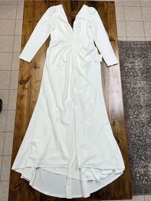 Lulus Stunning Romance White Long Sleeve Mermaid Wedding Maxi Dress Size XL NWT thumbnail 5