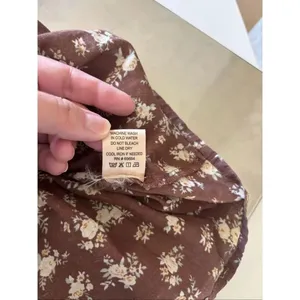 Dizzy Lizzy Smocked Peplum Floral Blouse XS Brown Boho Cottagecore Puff Sleeve thumbnail 2