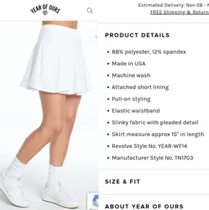 Year of Ours Women’s The Tennis Skort Athletic Skirt White Small Elastic Waist thumbnail 8