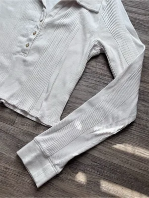 aerie vintage white casual long sleeves top femenine preppy minimalist sz XL thumbnail 5