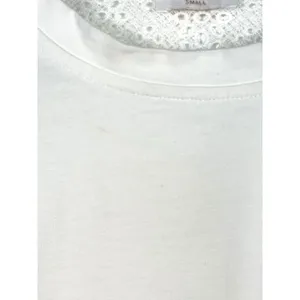 Fate Women White Lace Yoke Back Short Sleeve Top Blouse Size Small Pleated thumbnail 9