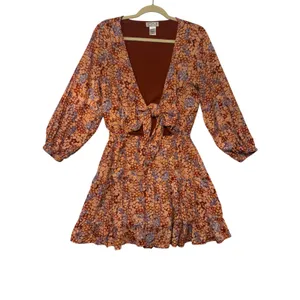 L*Space Women Stay Golden Dress Tie Front Cutout Mini‎ Lily of the Velley M thumbnail 2