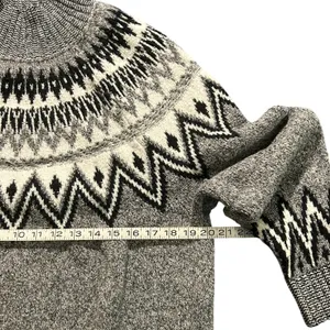 Old Navy Fair Isle Alpine Mock Neck Ski Sweater Women Black Gray M thumbnail 3