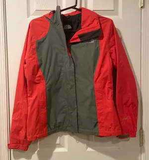 Red and grey North Face windbreaker jacket thumbnail 1