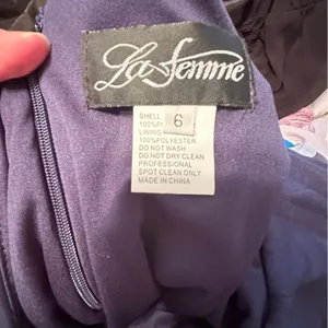 LA FEMME Navy Ruched Jersey Trumpet Gown Dress SIZE 6 NWT thumbnail 10