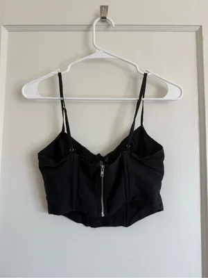 Adika Black Cropped Tie-Front Cami thumbnail 3