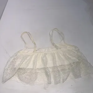 Aerie Bralette Pullover Wireless Lace Overlay Crop Top Bra Cream‎ Size Large thumbnail 11