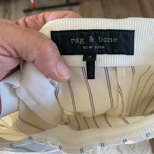 Rag & Bone Ankle Pants Womens 4 Cream Pinstripe Slim Crop Button Hem thumbnail 6
