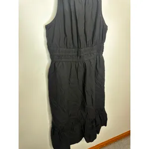 Time and Tru Black Smocked Midi Dress Sleeveless Tiered A Line Pocket Size L thumbnail 7