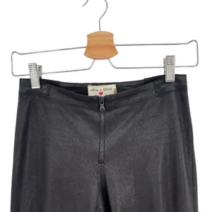 Alice + Olivia x Scoop Zip‎ Front Leggings Pants Low Rise Coated Shiny Black 0 thumbnail 3