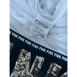Victoria's Secret PINK Sequin Logo Tank Top White Black size XS thumbnail 6