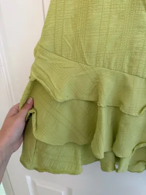 City Studios Chartreuse Green Ruffle Mini Dress thumbnail 5