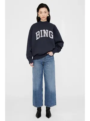 Anine Bing Bradie Sweatshirt in Navy Blue Large Womens Pullover thumbnail 15