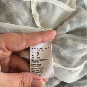 American Eagle Gingham Mini Skirt XS Black White Cotton Linen thumbnail 3