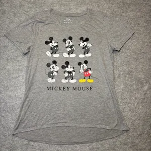 Disney Mickey Mouse XL Graphic T-Shirt Gray Black Cotton Blend thumbnail 1