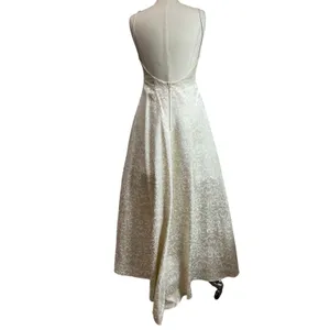 Hyphen Vintage Y2K Ivory Champagne Metallic Gold Low Back Prom Gown Sz 5/6‎ thumbnail 3