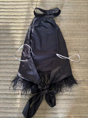 Halter Satin Top with Feather Trim thumbnail 6