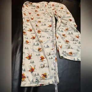 Disney Winnie the Pooh size extra large pajama pants with a cute winter scene. thumbnail 11