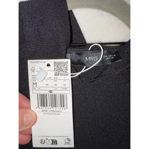 Mango MNG Black Knit Hoodie‎ Oversized minimalist Sweater kangaroo pocket NWT thumbnail 2