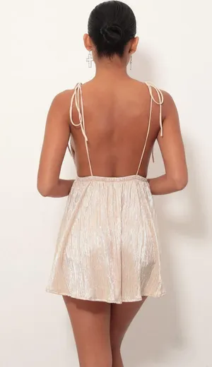 Lucy in the Sky Skye Shoulder Tie Dress In Champagne thumbnail 2