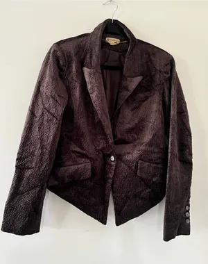 Democracy Brown Velvet Corduroy Blazer Small Western Equestrian Riding Preppy thumbnail 1