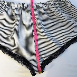 Black & White Pinstripe Lace Trim Sleep Shorts thumbnail 4