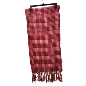 G.H. Bass & Co.‎ Plaid Scarf with Fringe Red Pink Acrylic One Size thumbnail 3