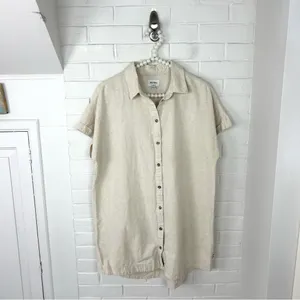 Rhythm Classic Linen Blend Shirt Dress In Oat Size S thumbnail 2