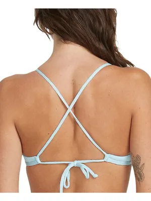 NWT Volcom Juniors Pucker Up Cross-Back Halter Bikini Top O1012510 Cloud Blue S thumbnail 2